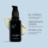 BL+ Retinol Cream 0.3% á bláum bakgrunni