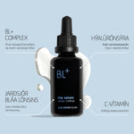 BL+ The Serum með sjónrænum áherslum sem draga fram lykilinnihaldsefni og formúlu