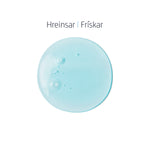 Áferð Shower Gel sem sýnir gegnsætt, ljósblátt gel