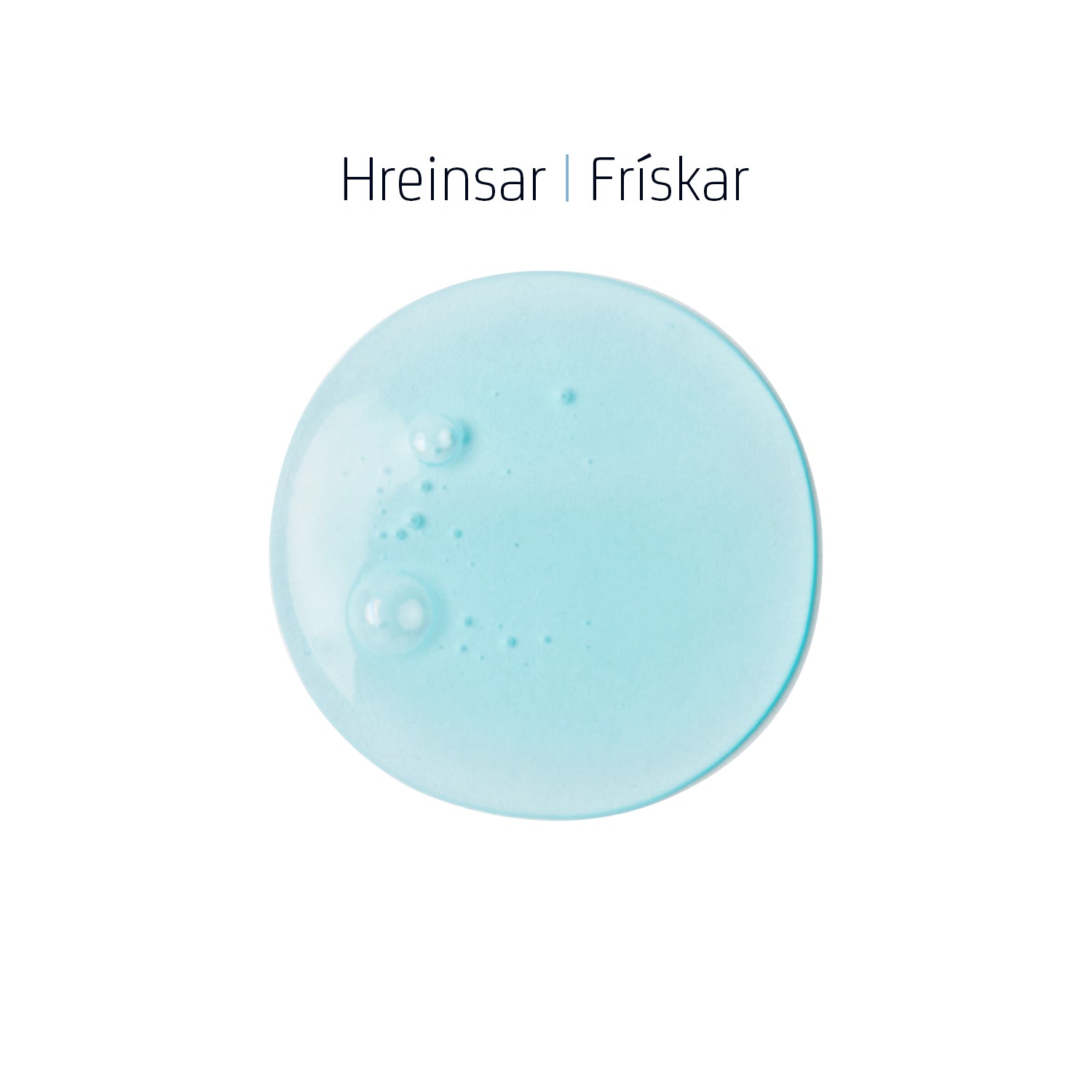 Áferð Shower Gel sem sýnir gegnsætt, ljósblátt gel